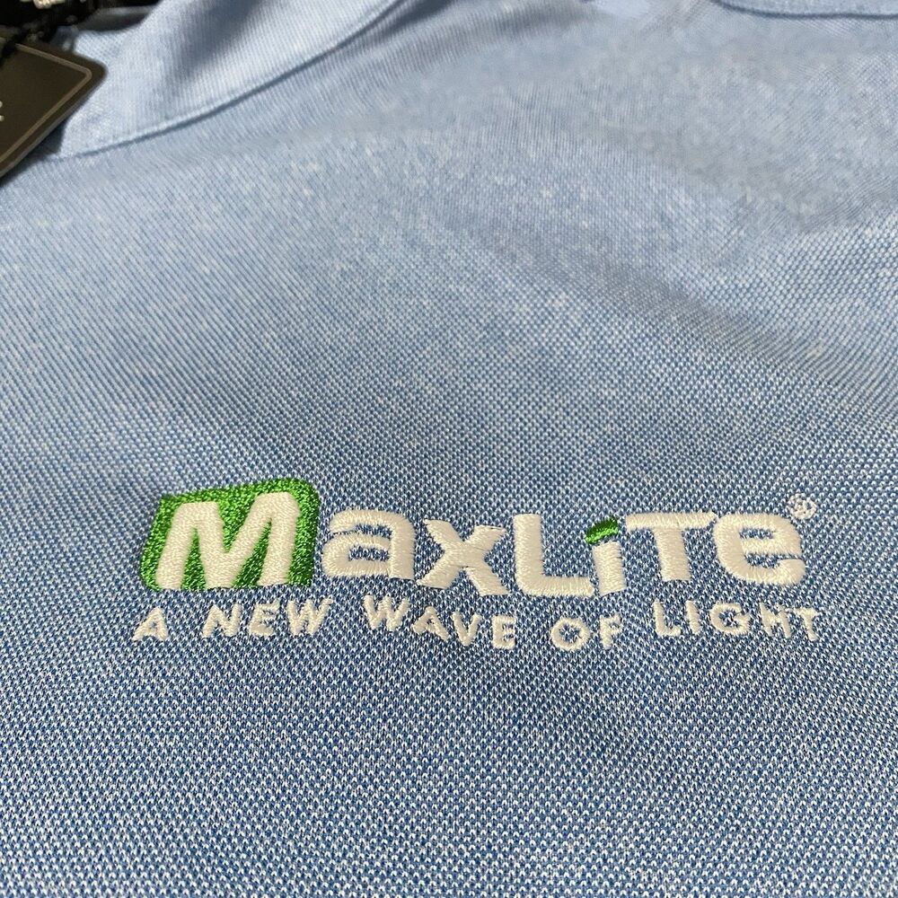 MaxLite Lighting Shirt Travis Mathew Mens Large Blue 1/4 Zip Employee Office NEW - Picture 4 of 11